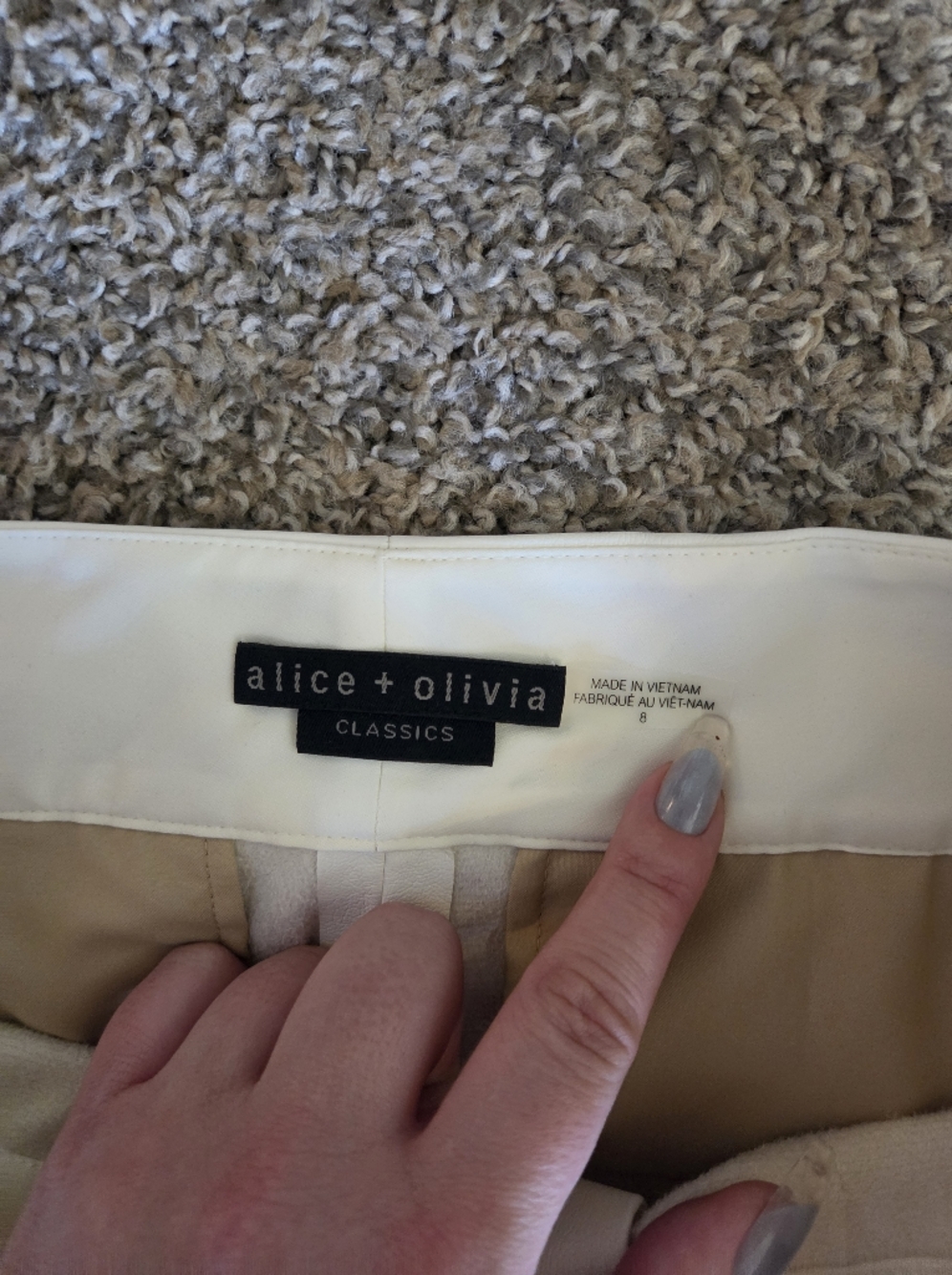 Alice + Olivia Cream Wide-Leg Trousers - Picture 4 of 11